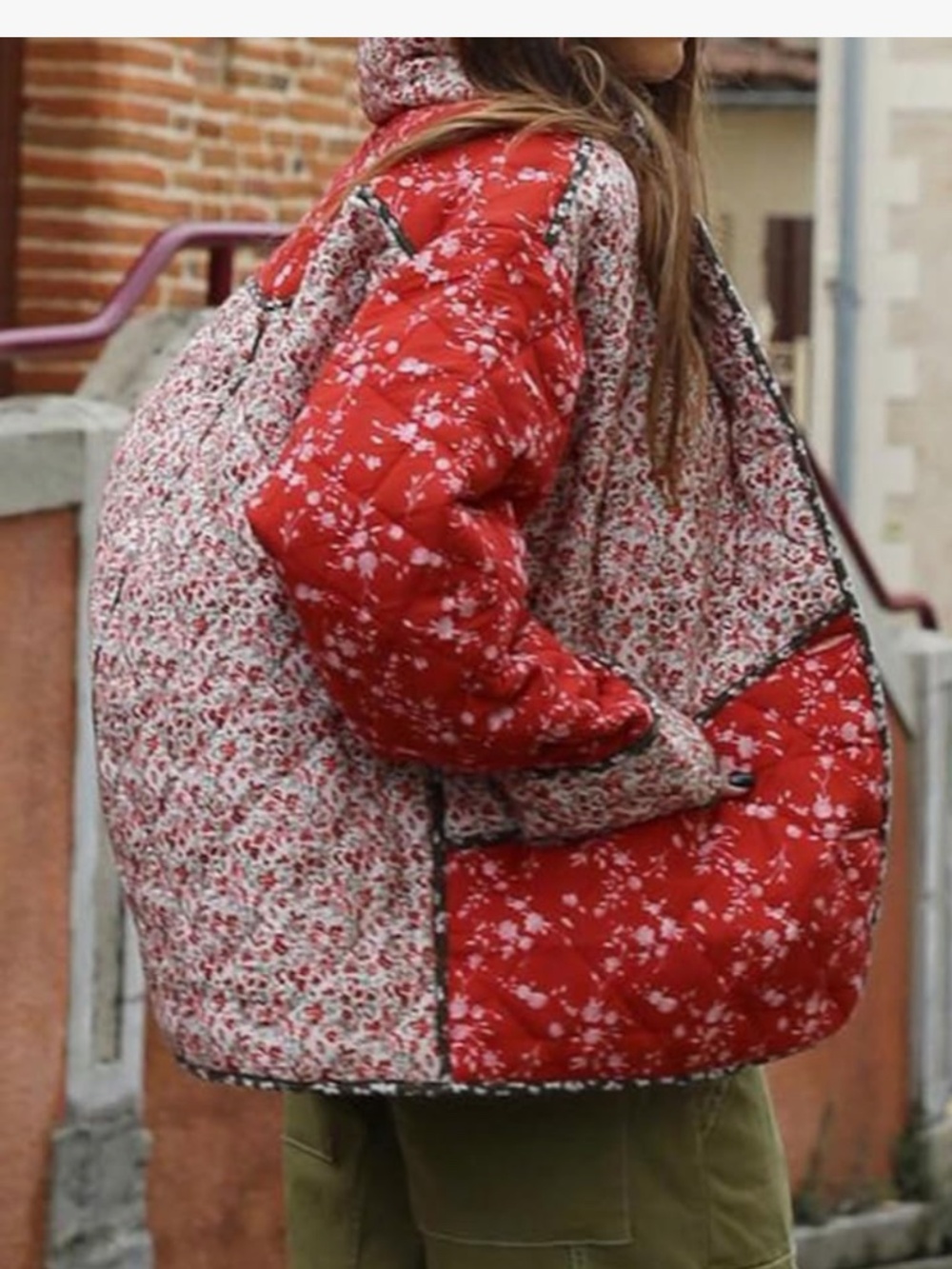 β€οΈEmma Company Bohemian Red Floral Quilted Puffer Jacket - Cozy